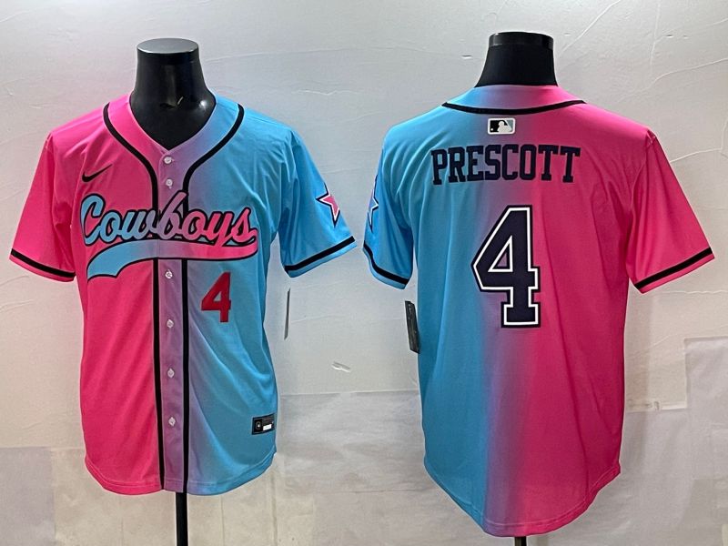 Men 2025 Dallas Cowboys 4 Prescott Blue pink Nike Limited NFL Jersey style 002